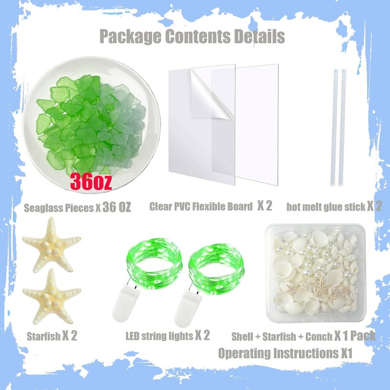 WECKLOM Christmas Tree DIY Kit Sea Glass Pieces for DIY Crafts Christmas Craft DIY Christmas Tree Lights Lamp Christmas Ornament Crafts (Green + White) - Image 2